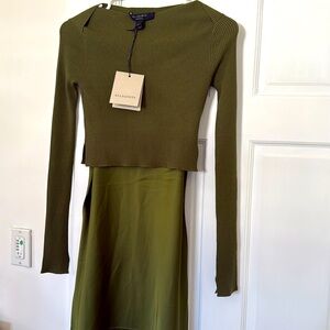 AllSaints Hera Dress - khaki green. Brand new with tags
